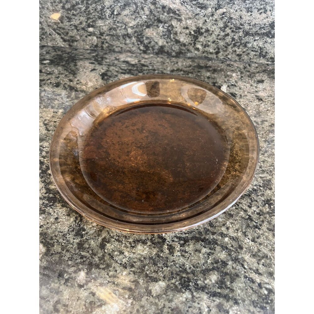 Vintage Anchor Hocking Fire King Amber Colored Brownie Dish 9" Round 460